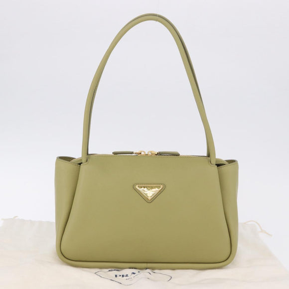 PRADA Darling Shoulder Bag Leather Green Gold Auth 197336SAM