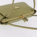 PRADA Darling Shoulder Bag Leather Green Gold Auth 197336SAM-6