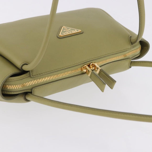 PRADA Darling Shoulder Bag Leather Green Gold Auth 197336SAM