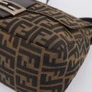 FENDI Zucca Canvas Mamma Baguette Shoulder Bag Brown Black Auth 197339V-14