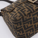 FENDI Zucca Canvas Mamma Baguette Shoulder Bag Brown Black Auth 197339V-15