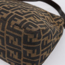 FENDI Zucca Canvas Mamma Baguette Shoulder Bag Brown Black Auth 197339V-16