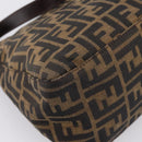 FENDI Zucca Canvas Mamma Baguette Shoulder Bag Brown Black Auth 197339V-9