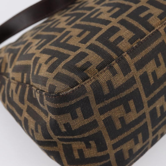 FENDI Zucca Canvas Mamma Baguette Shoulder Bag Brown Black Auth 197339V