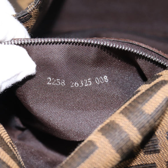 FENDI Zucca Canvas Mamma Baguette Shoulder Bag Brown Black Auth 197339V
