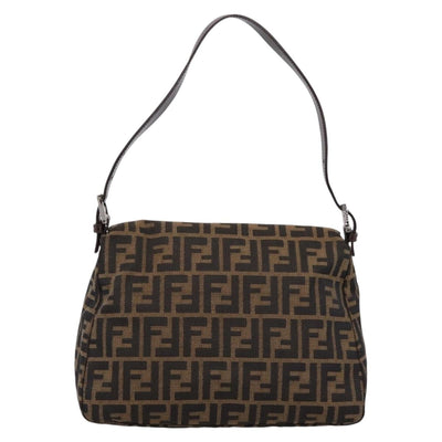FENDI Zucca Canvas Mamma Baguette Shoulder Bag Brown Black Auth 197339V - 0