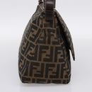 FENDI Zucca Canvas Mamma Baguette Shoulder Bag Brown Black Auth 197339V-3