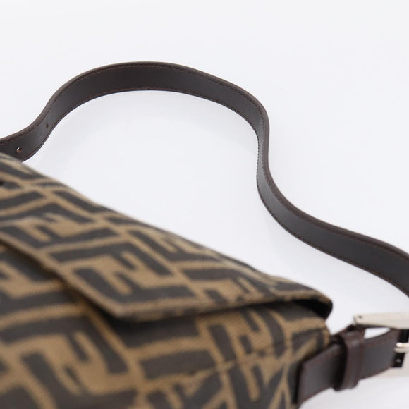 FENDI Zucca Canvas Mamma Baguette Shoulder Bag Brown Black Auth 197339V