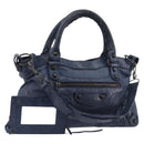 BALENCIAGA The First Hand Bag Leather 2way Blue 103208 Auth 197341V-1