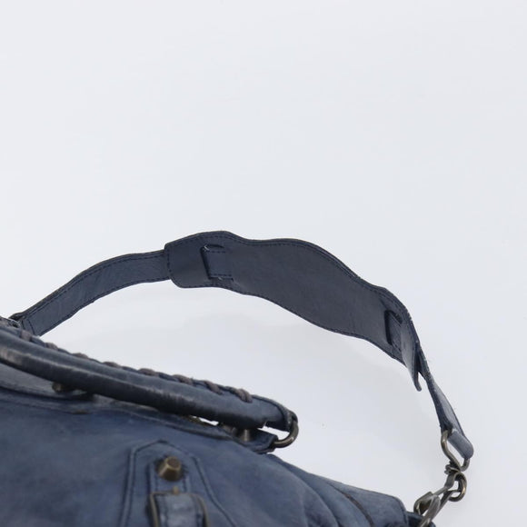 BALENCIAGA The First Hand Bag Leather 2way Blue 103208 Auth 197341V