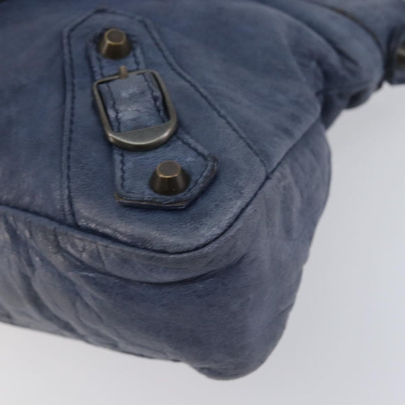 BALENCIAGA The First Hand Bag Leather 2way Blue 103208 Auth 197341V
