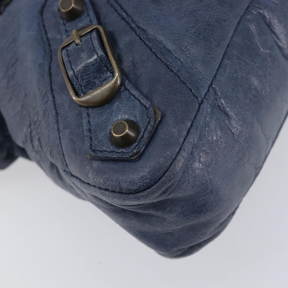 BALENCIAGA The First Hand Bag Leather 2way Blue 103208 Auth 197341V