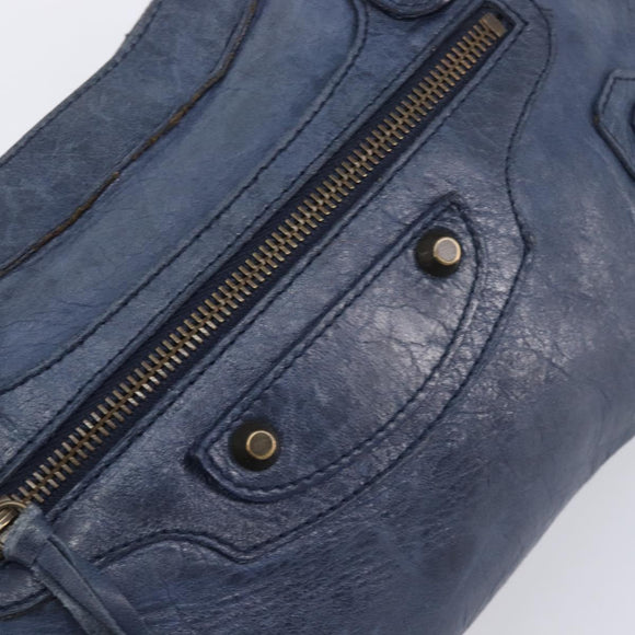 BALENCIAGA The First Hand Bag Leather 2way Blue 103208 Auth 197341V