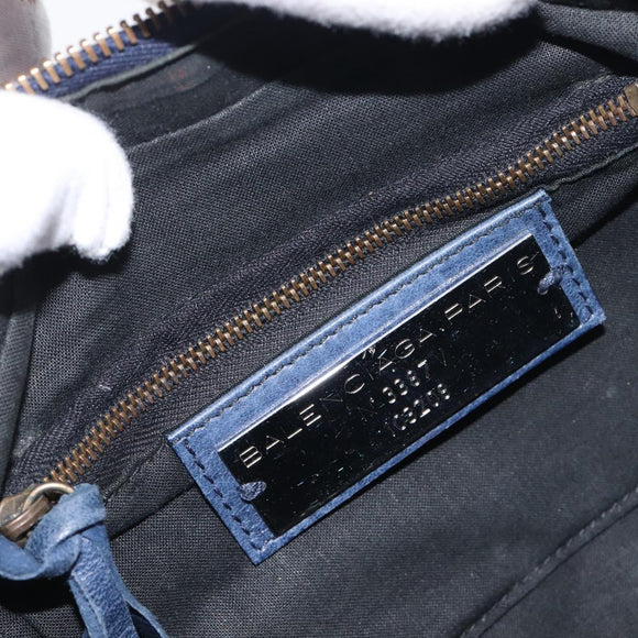 BALENCIAGA The First Hand Bag Leather 2way Blue 103208 Auth 197341V