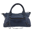 BALENCIAGA The First Hand Bag Leather 2way Blue 103208 Auth 197341V-13