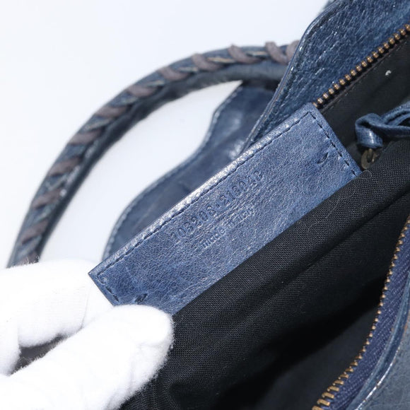 BALENCIAGA The First Hand Bag Leather 2way Blue 103208 Auth 197341V
