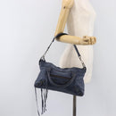 BALENCIAGA The First Hand Bag Leather 2way Blue 103208 Auth 197341V-29