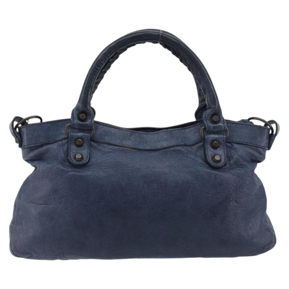 BALENCIAGA The First Hand Bag Leather 2way Blue 103208 Auth 197341V