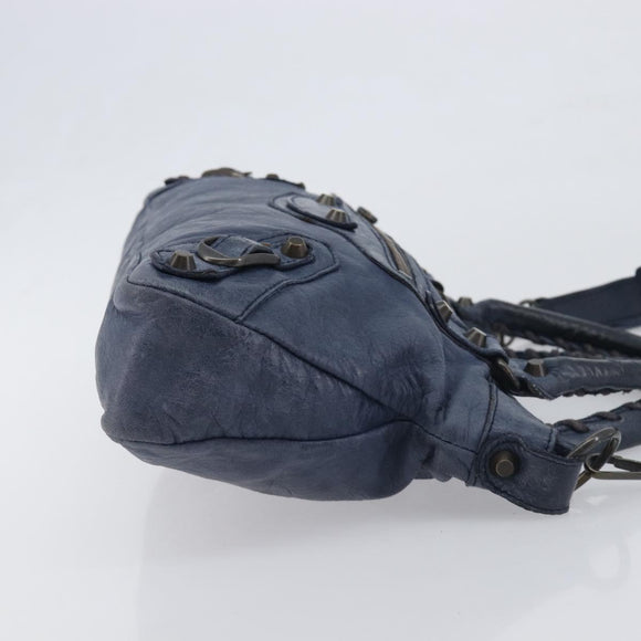 BALENCIAGA The First Hand Bag Leather 2way Blue 103208 Auth 197341V