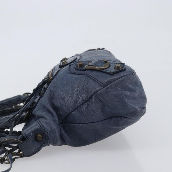 BALENCIAGA The First Hand Bag Leather 2way Blue 103208 Auth 197341V