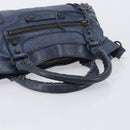 BALENCIAGA The First Hand Bag Leather 2way Blue 103208 Auth 197341V-7