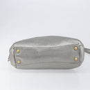 PRADA Hand Bag Vittero Dino Leather 2way Silver Gold Auth 197342V-11