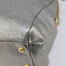 PRADA Hand Bag Vittero Dino Leather 2way Silver Gold Auth 197342V-12
