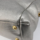 PRADA Hand Bag Vittero Dino Leather 2way Silver Gold Auth 197342V-14