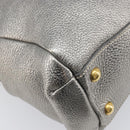 PRADA Hand Bag Vittero Dino Leather 2way Silver Gold Auth 197342V-15