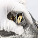 PRADA Hand Bag Vittero Dino Leather 2way Silver Gold Auth 197342V-21