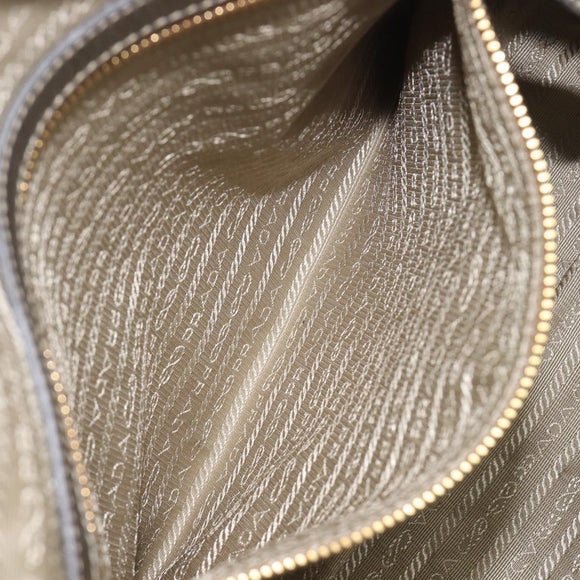 PRADA Hand Bag Vittero Dino Leather 2way Silver Gold Auth 197342V
