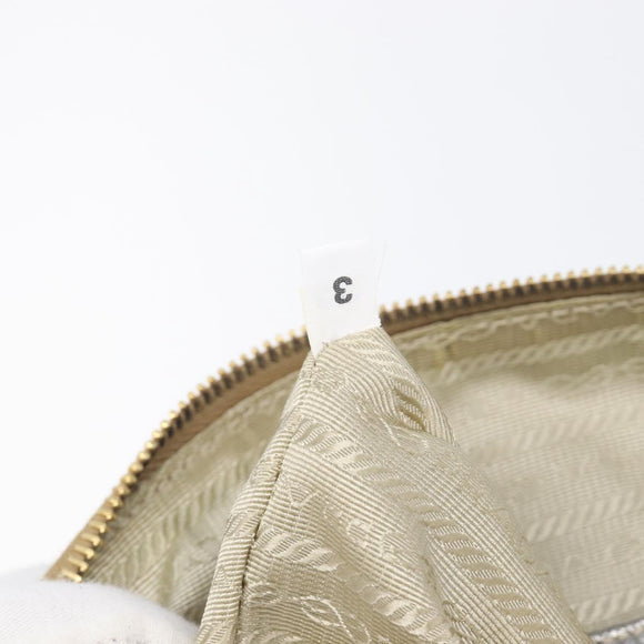 PRADA Hand Bag Vittero Dino Leather 2way Silver Gold Auth 197342V