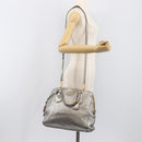 PRADA Hand Bag Vittero Dino Leather 2way Silver Gold Auth 197342V-31