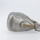 PRADA Hand Bag Vittero Dino Leather 2way Silver Gold Auth 197342V-4