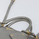 PRADA Hand Bag Vittero Dino Leather 2way Silver Gold Auth 197342V-8
