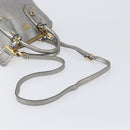 PRADA Hand Bag Vittero Dino Leather 2way Silver Gold Auth 197342V-9