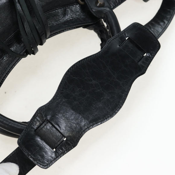 BALENCIAGA The City Hand Bag Leather 2way Black 115748 Auth 197343SAM