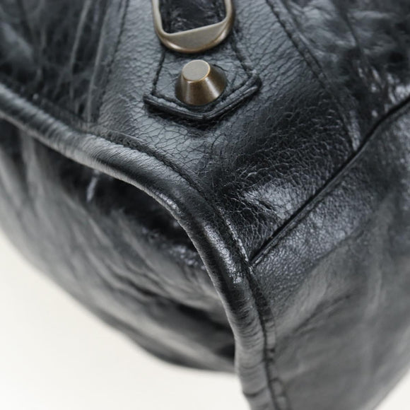 BALENCIAGA The City Hand Bag Leather 2way Black 115748 Auth 197343SAM