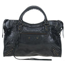 BALENCIAGA The City Hand Bag Leather 2way Black 115748 Auth 197343SAM-13