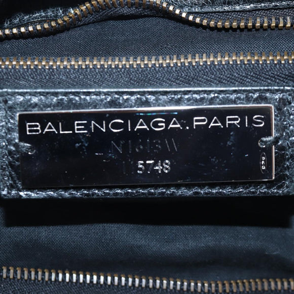 BALENCIAGA The City Hand Bag Leather 2way Black 115748 Auth 197343SAM