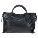 BALENCIAGA The City Hand Bag Leather 2way Black 115748 Auth 197343SAM-2