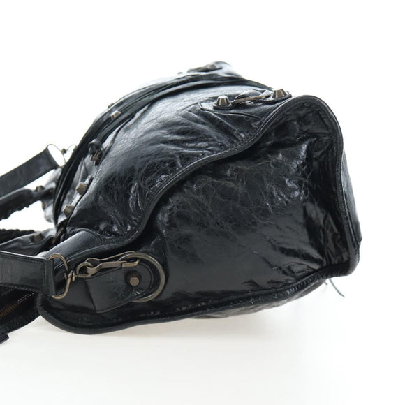BALENCIAGA The City Hand Bag Leather 2way Black 115748 Auth 197343SAM