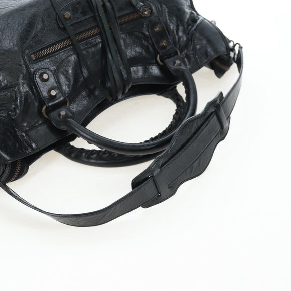 BALENCIAGA The City Hand Bag Leather 2way Black 115748 Auth 197343SAM
