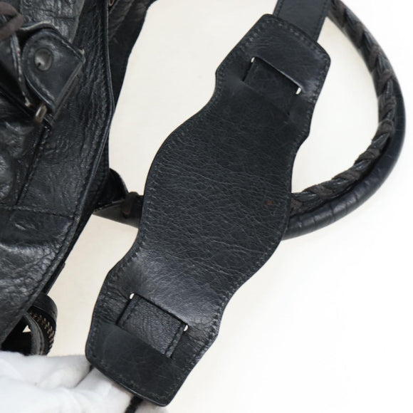 BALENCIAGA The City Hand Bag Leather 2way Black 115748 Auth 197344M