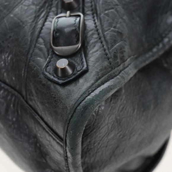 BALENCIAGA The City Hand Bag Leather 2way Black 115748 Auth 197344M