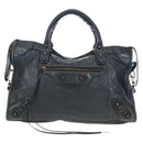 BALENCIAGA The City Hand Bag Leather 2way Black 115748 Auth 197344M-13
