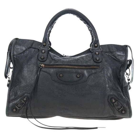 BALENCIAGA The City Hand Bag Leather 2way Black 115748 Auth 197344M