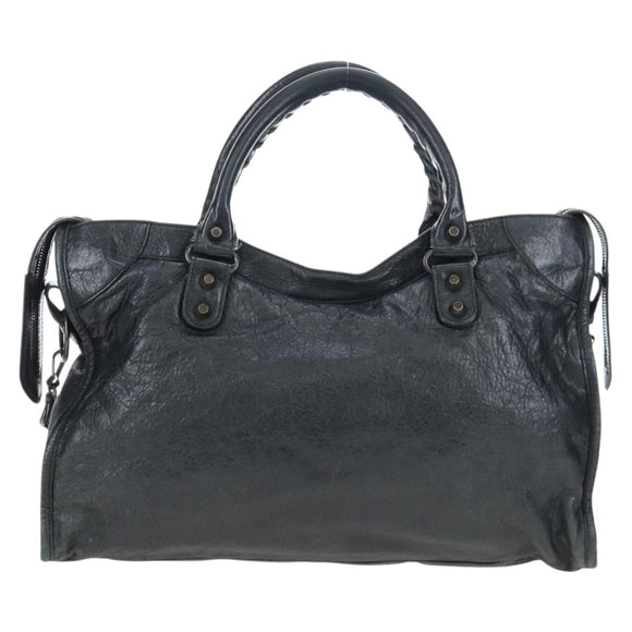 BALENCIAGA The City Hand Bag Leather 2way Black 115748 Auth 197344M