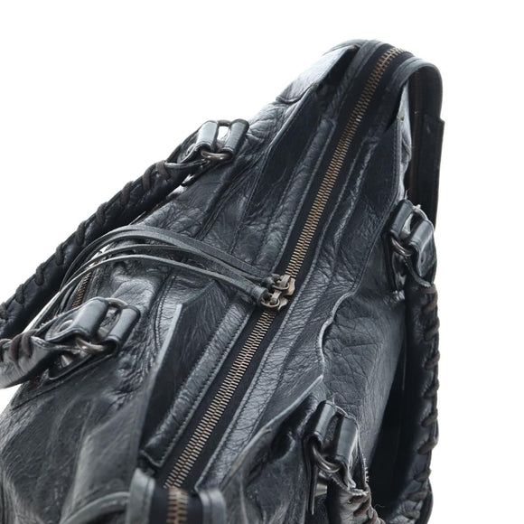 BALENCIAGA The City Hand Bag Leather 2way Black 115748 Auth 197344M