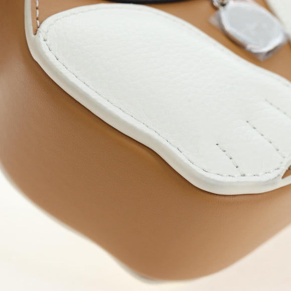Christian Dior Shoulder Bag Leather Beige Silver Auth 197440SM